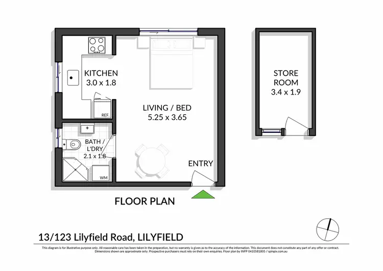 Floorplan of Homely studio listing, 13/123 Lilyfield Road, Lilyfield NSW 2040