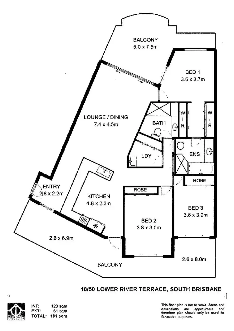 Floorplan of Homely apartment listing, 18/50 Lower River Terrace, South Brisbane QLD 4101