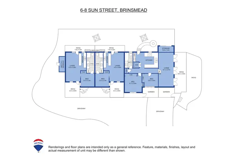Floorplan of Homely semi-detached listing, 6-8 Sun Street, Brinsmead QLD 4870