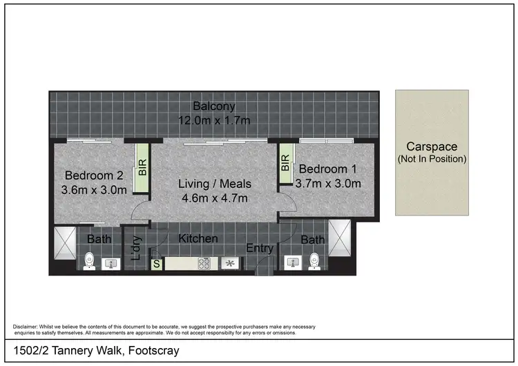 Floorplan of Homely apartment listing, 1502C/2 Tannery Walk, Footscray VIC 3011