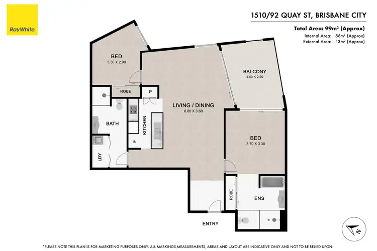 Floorplan of Homely apartment listing, 1510/92 Quay Street, Brisbane City QLD 4000