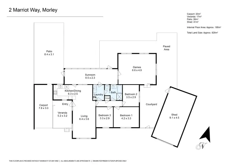 Floorplan of Homely house listing, 2 Marriot Way, Morley WA 6062
