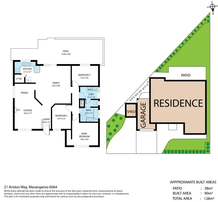 Floorplan of Homely semi-detached listing, 21 Aristos Way, Marangaroo WA 6064