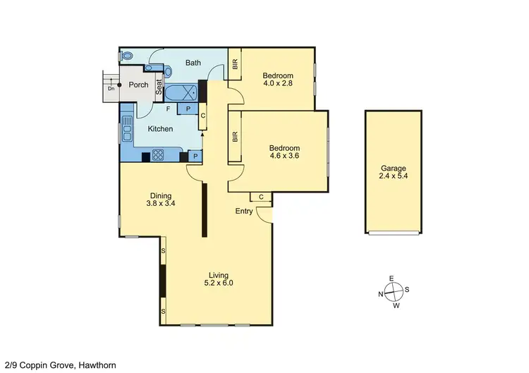 Floorplan of Homely apartment listing, 2/9 Coppin Grove, Hawthorn VIC 3122