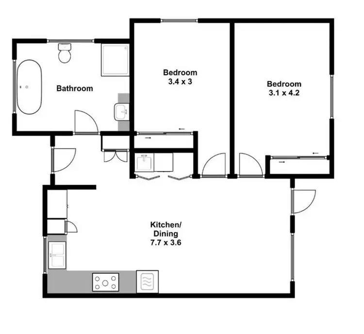 Floorplan of Homely unit listing, 1/86 Service Road, Moe VIC 3825