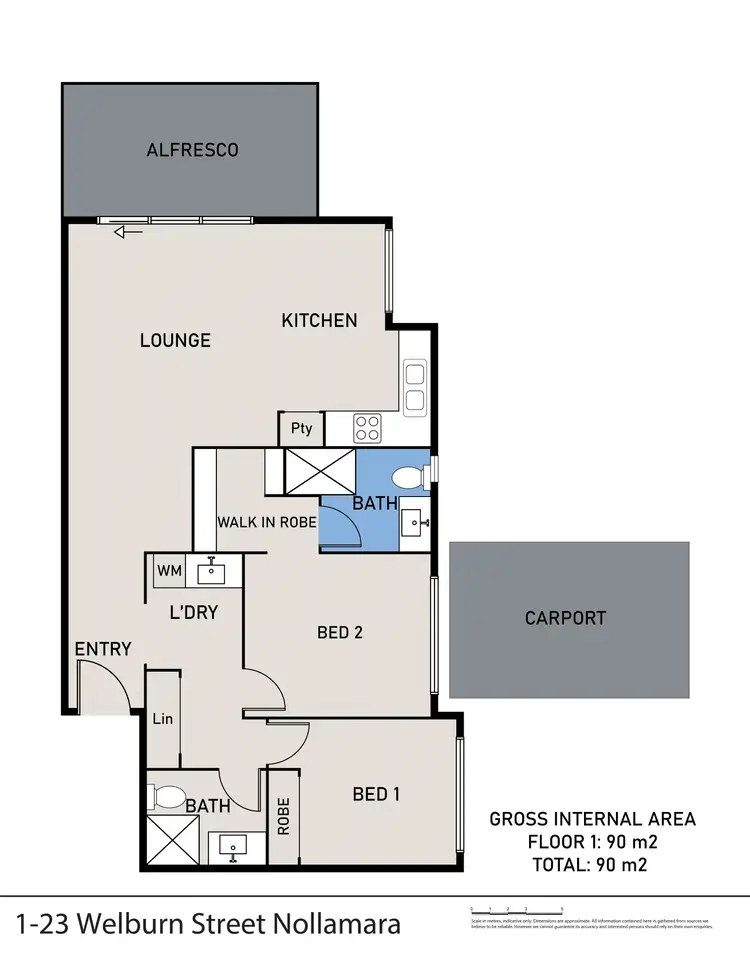 Floorplan of Homely unit listing, 1/23 Welburn Street, Nollamara WA 6061
