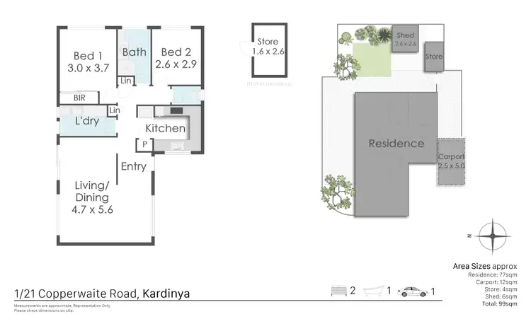Floorplan of Homely villa listing, 1/21 Copperwaite Road, Kardinya WA 6163