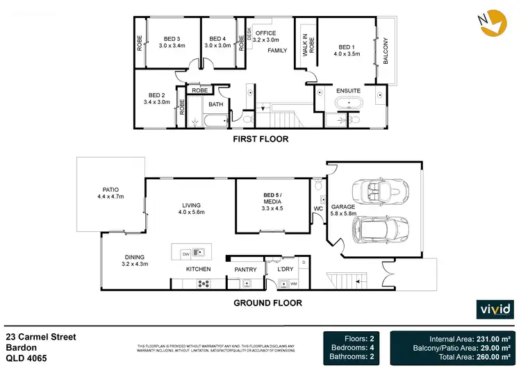 Floorplan of Homely house listing, 23 Carmel Street, Bardon QLD 4065