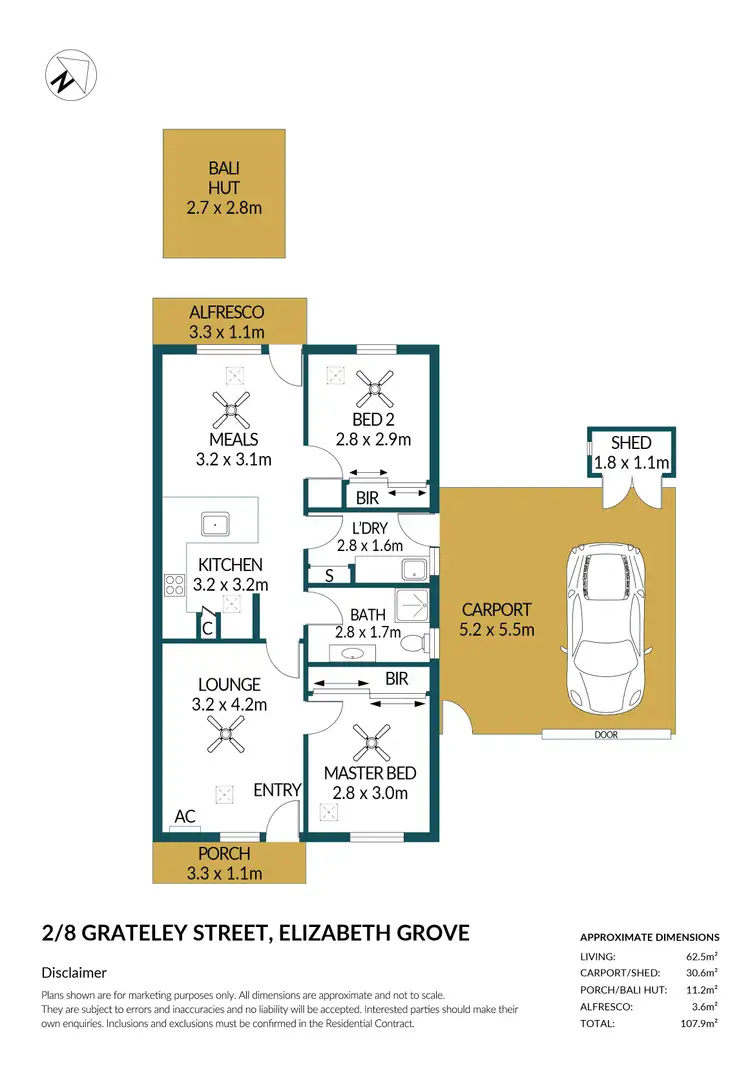 Floorplan of Homely unit listing, 2/8 Grateley Street, Elizabeth Grove SA 5112