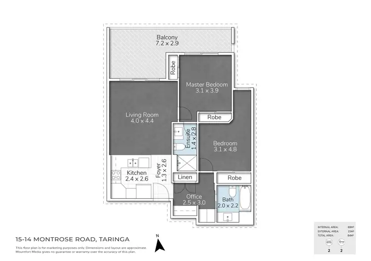 Floorplan of Homely unit listing, 15/14 Montrose Road, Taringa QLD 4068