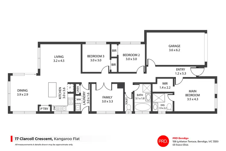 Floorplan of Homely house listing, 17 Clarcoll Crescent, Kangaroo Flat VIC 3555