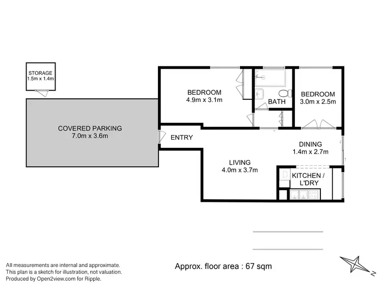 Floorplan of Homely apartment listing, 2/7 View Street, Sandy Bay TAS 7005
