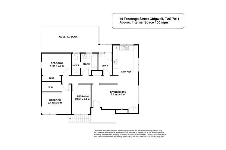 Floorplan of Homely house listing, 14 Tootonga Street, Chigwell TAS 7011