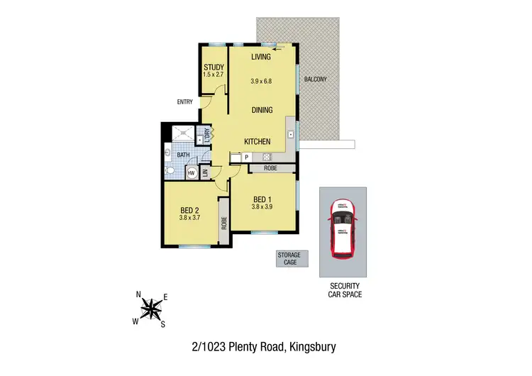 Floorplan of Homely unit listing, 2/1023 Plenty Road, Kingsbury VIC 3083