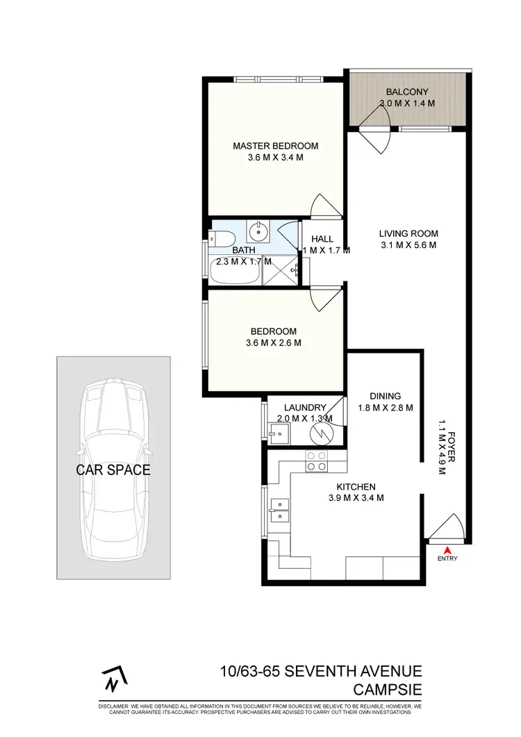 Floorplan of Homely unit listing, 10/63-65 Seventh Avenue, Campsie NSW 2194