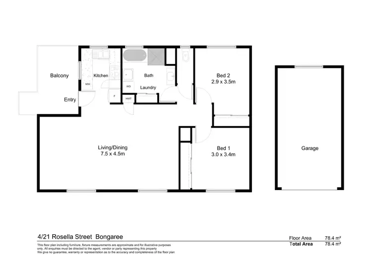 Floorplan of Homely unit listing, 4/21 Rosella Street, Bongaree QLD 4507