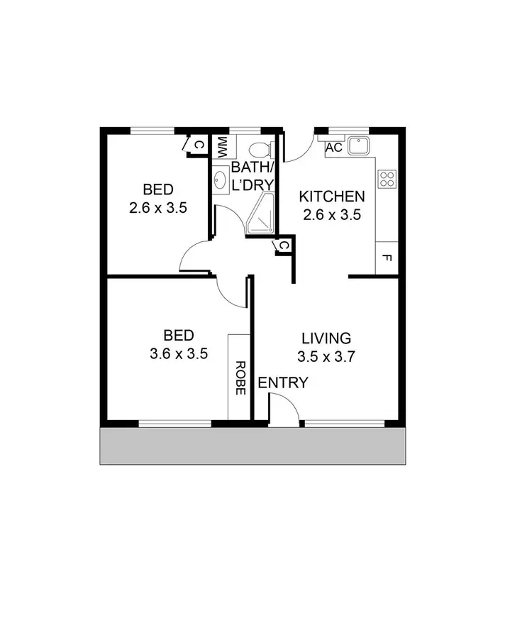 Floorplan of Homely unit listing, 2/2 Davis Street, Norwood SA 5067