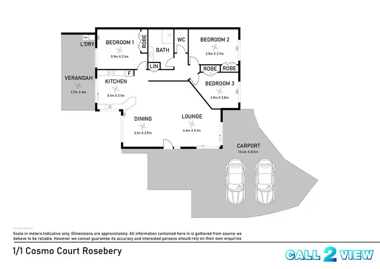 Floorplan of Homely semi-detached listing, 1/1 Cosmo Court, Rosebery NT 832