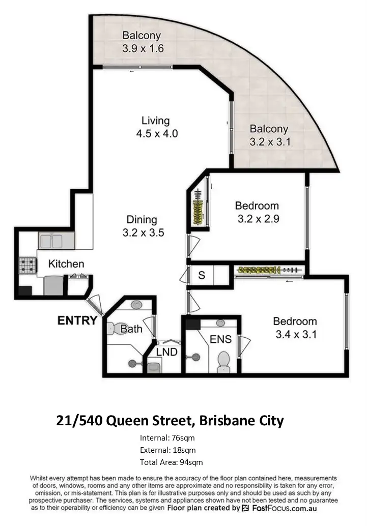 Floorplan of Homely apartment listing, 21/540 Queen Street, Brisbane City QLD 4000