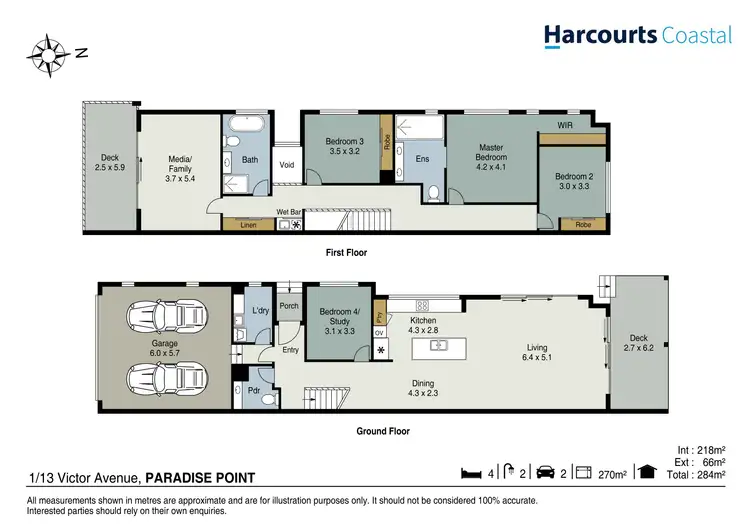 Floorplan of Homely semi-detached listing, 1/13 Victor Avenue, Paradise Point QLD 4216