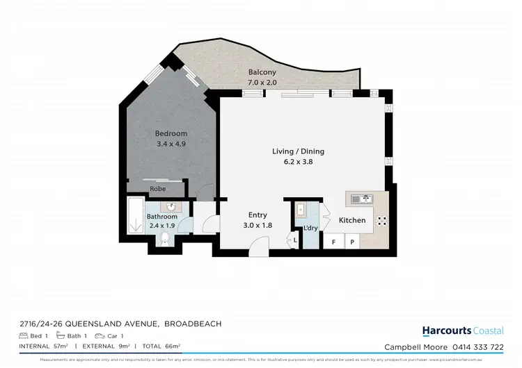 Floorplan of Homely apartment listing, 2716/24-26 Queensland Avenue, Broadbeach QLD 4218