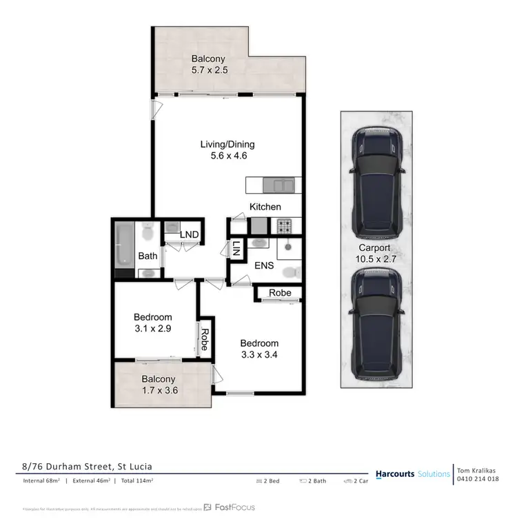 Floorplan of Homely unit listing, 8/76 Durham Street, St Lucia QLD 4067