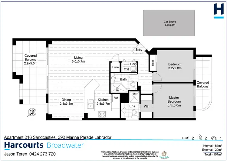 Floorplan of Homely unit listing, 216/392 Marine Parade, Labrador QLD 4215