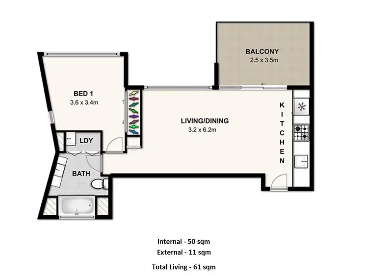 Floorplan of Homely apartment listing, 55/30 Macrossan Street, Brisbane City QLD 4000