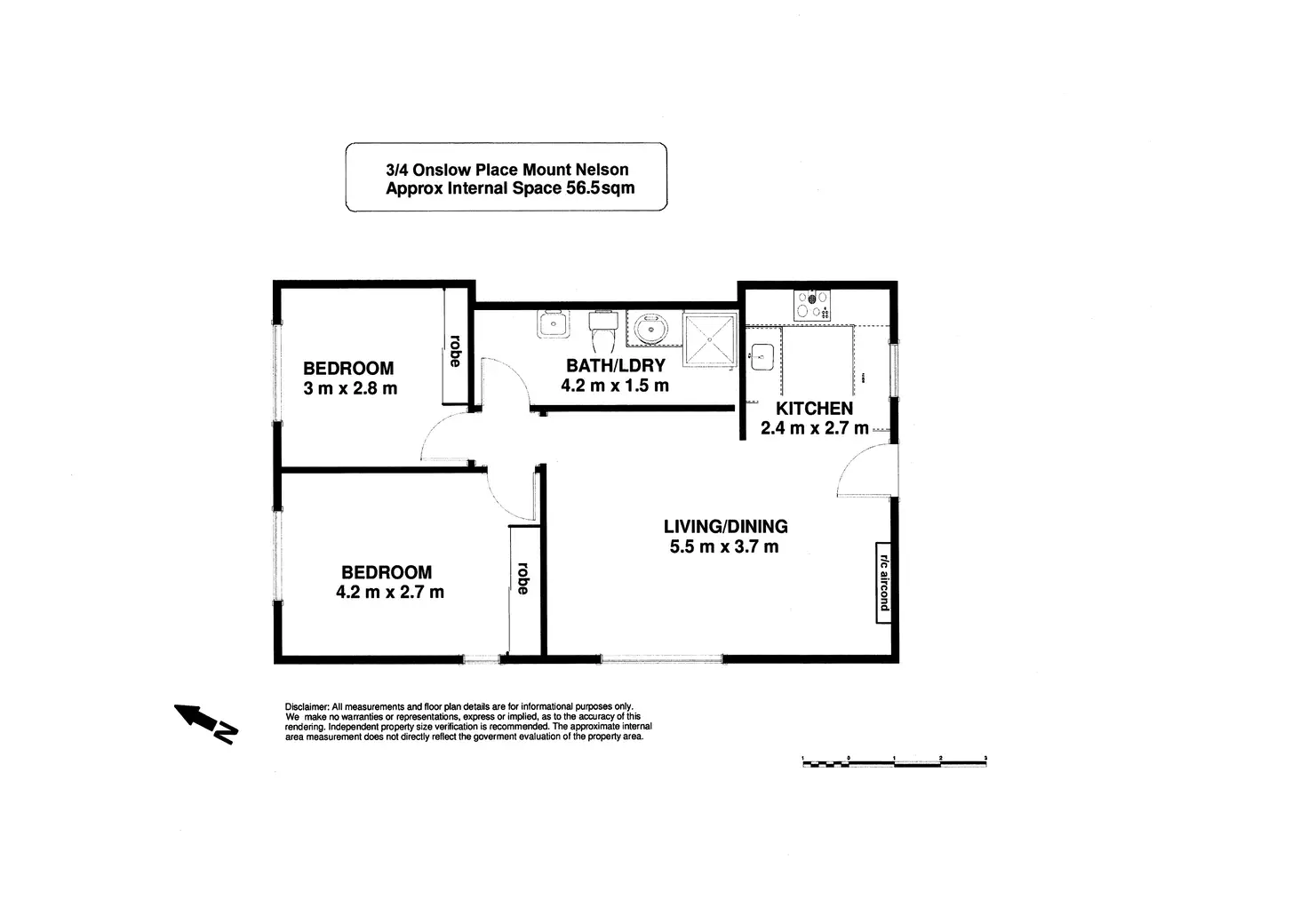 Floorplan of Homely unit listing, 3/4 Onslow Place, Mount Nelson TAS 7007