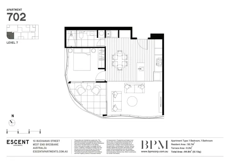 Floorplan of Homely apartment listing, 702/10 Buchanan Street, West End QLD 4101