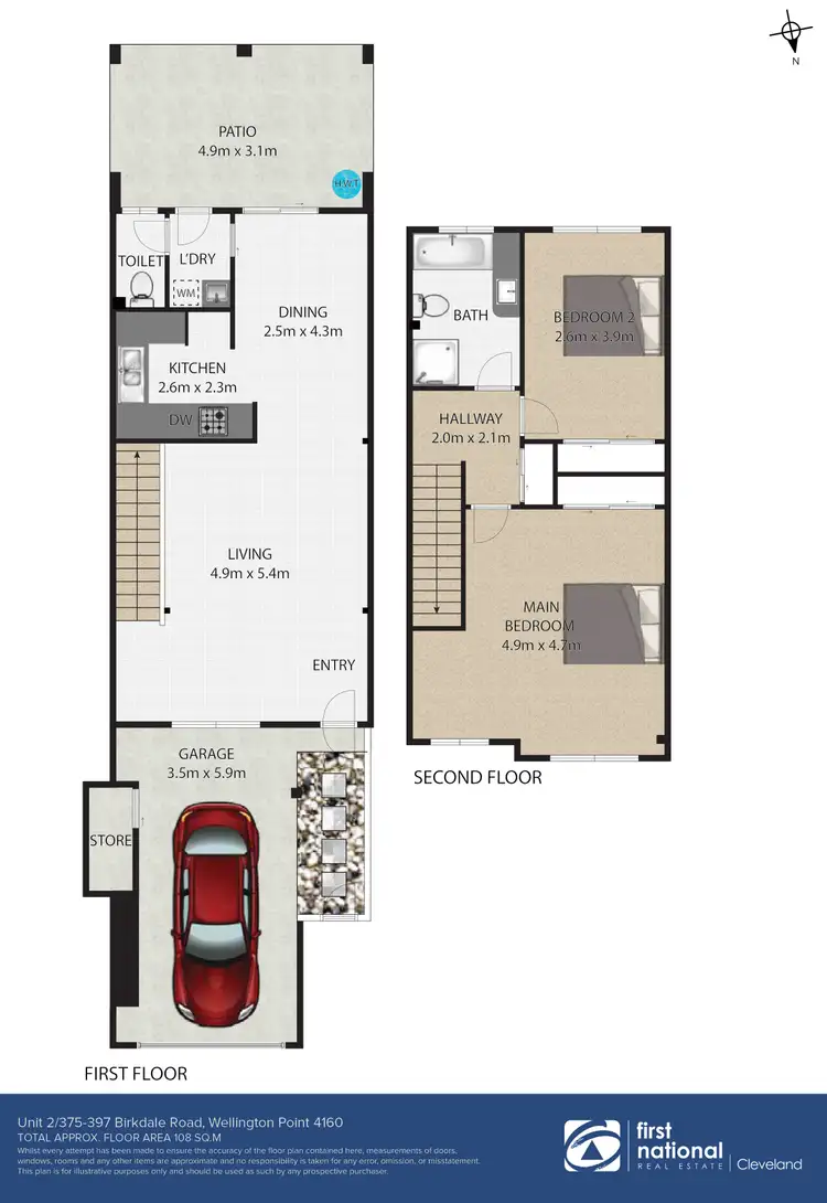 Floorplan of Homely townhouse listing, 2/375-397 Birkdale Road, Wellington Point QLD 4160