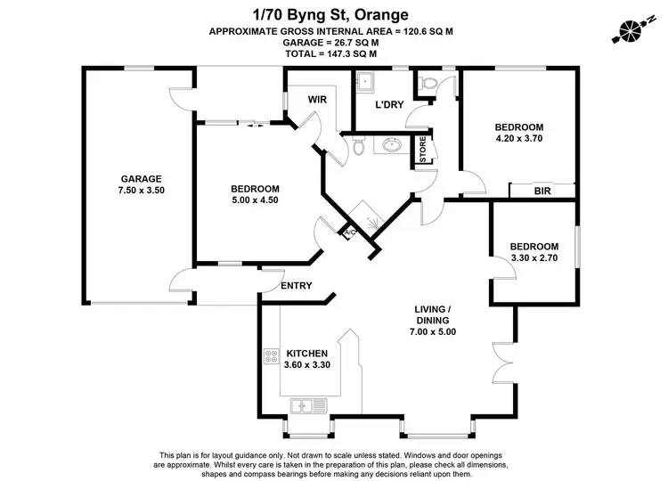 Floorplan of Homely unit listing, 1/70A Byng Street, Orange NSW 2800