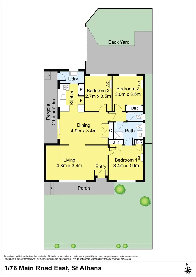 Floorplan of Homely unit listing, 1/76 Main Road East, St Albans VIC 3021