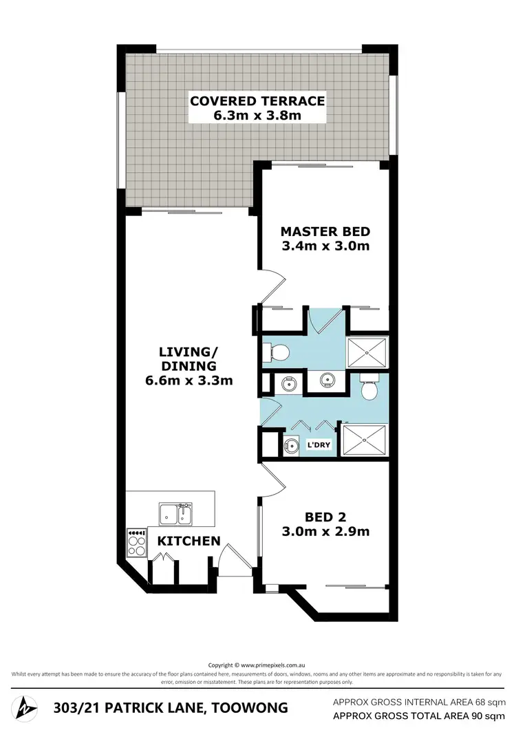 Floorplan of Homely apartment listing, 303/21 Patrick Lane, Toowong QLD 4066