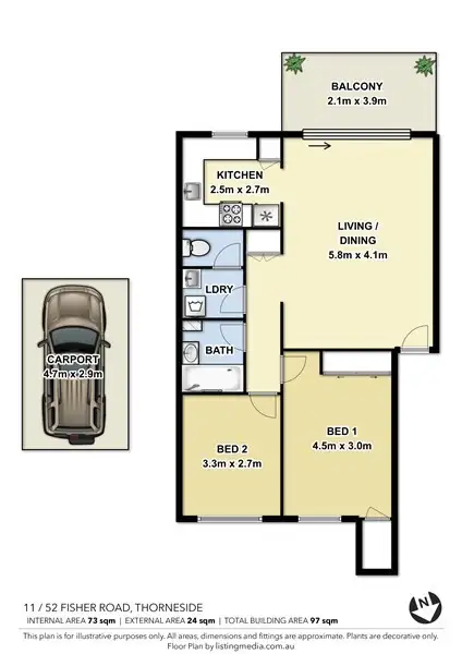 Floorplan of Homely unit listing, 11/52 Fisher Road, Thorneside QLD 4158