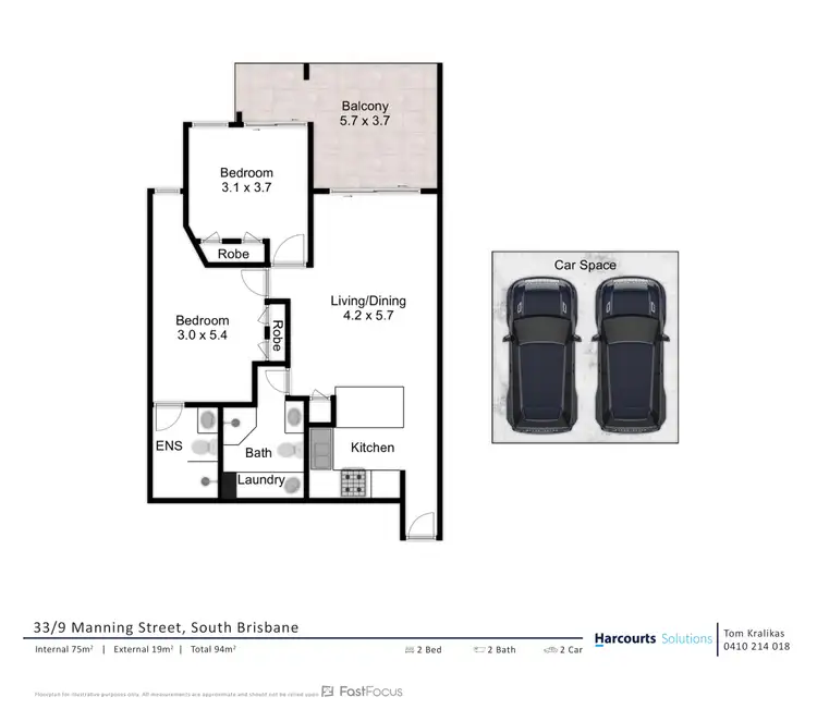 Floorplan of Homely apartment listing, 33/11 Manning Street, South Brisbane QLD 4101