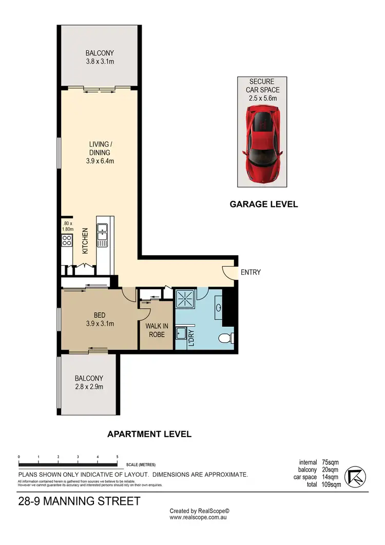 Floorplan of Homely apartment listing, 28/9-11 Manning Street, South Brisbane QLD 4101