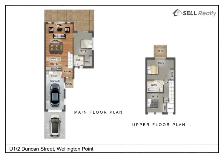 Floorplan of Homely townhouse listing, 1/2 Duncan Street, Wellington Point QLD 4160