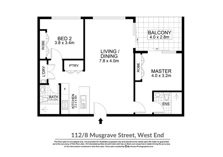 Floorplan of Homely apartment listing, 112/8 Musgrave Street, West End QLD 4101
