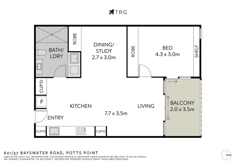 Floorplan of Homely apartment listing, 601/37 Bayswater Road, Potts Point NSW 2011