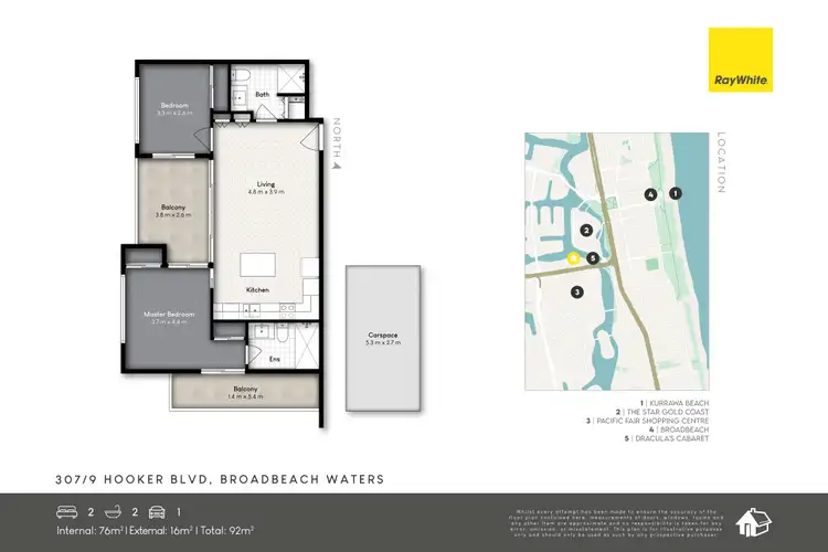Floorplan of Homely unit listing, 307/9 Hooker Boulevard, Broadbeach Waters QLD 4218