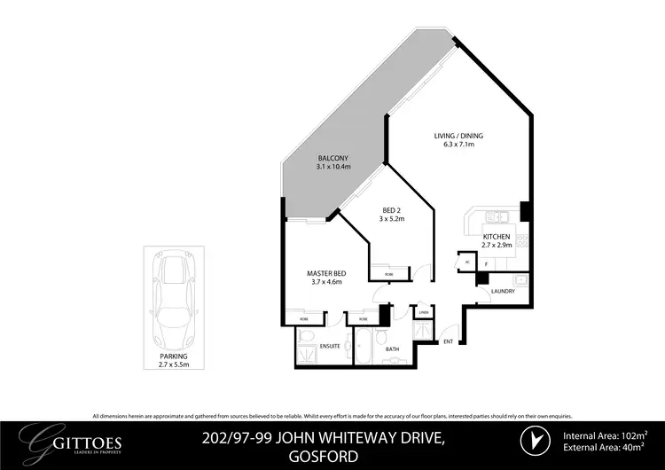 Floorplan of Homely unit listing, 202/97-99 John Whiteway Drive, Gosford NSW 2250