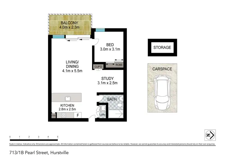 Floorplan of Homely apartment listing, 713/1B Pearl Street, Hurstville NSW 2220