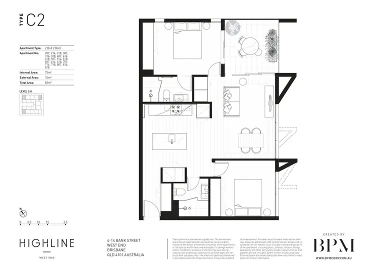 Floorplan of Homely apartment listing, 414/8 Bank Street, West End QLD 4101