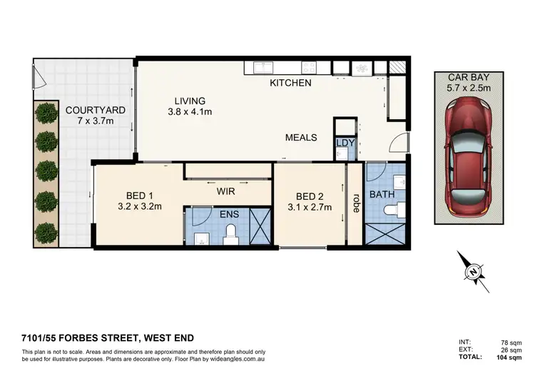 Floorplan of Homely apartment listing, 7101/55 Forbes Street, West End QLD 4101