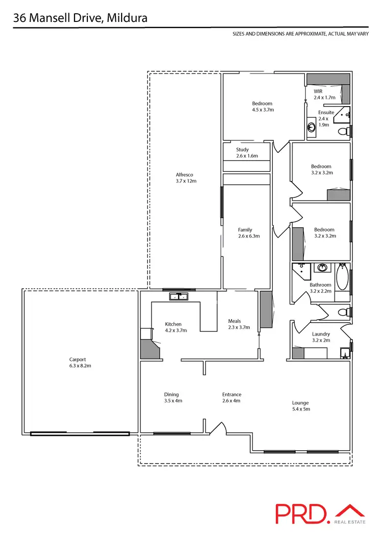 Floorplan of Homely house listing, 36 Mansell Drive, Mildura VIC 3500