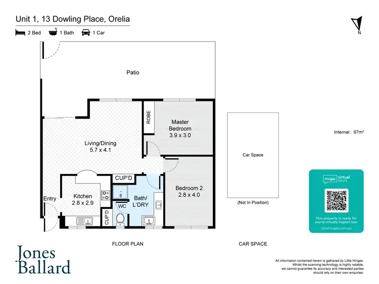 Floorplan of Homely unit listing, 1/13 Dowling Place, Orelia WA 6167