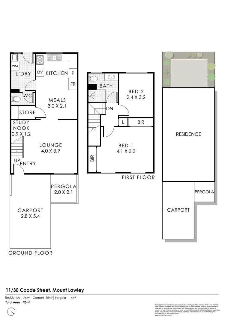 Floorplan of Homely townhouse listing, 11/30 Coode Street, Mount Lawley WA 6050