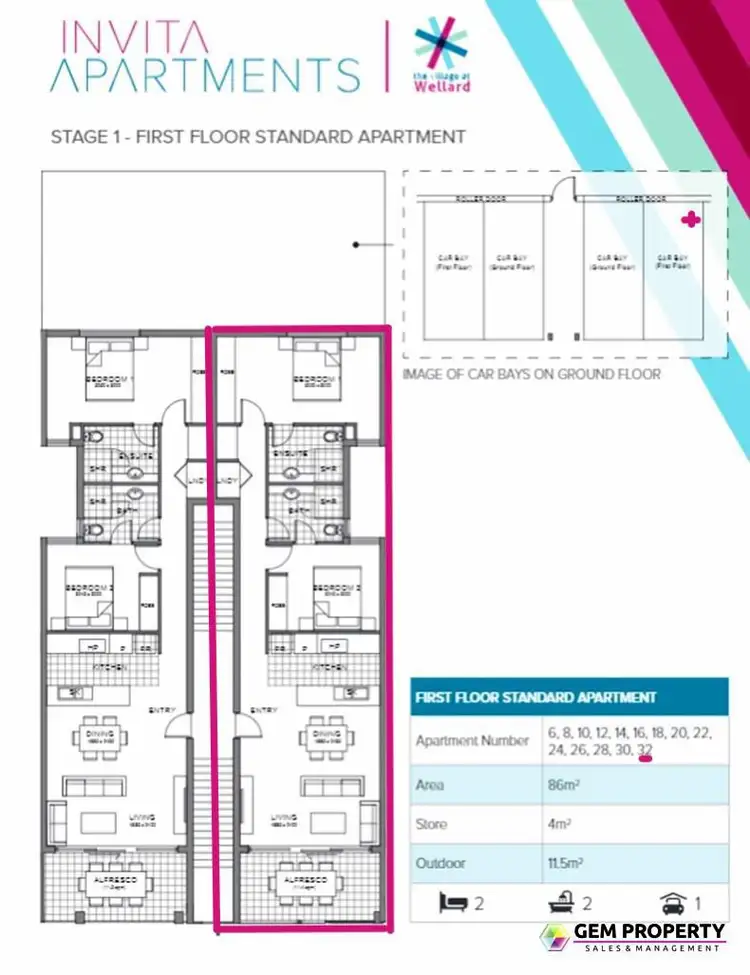 Floorplan of Homely apartment listing, 32/30 Lambeth Circle, Wellard WA 6170