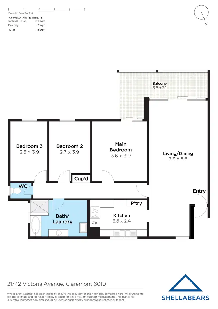 Floorplan of Homely apartment listing, 21/42 Victoria Avenue, Claremont WA 6010